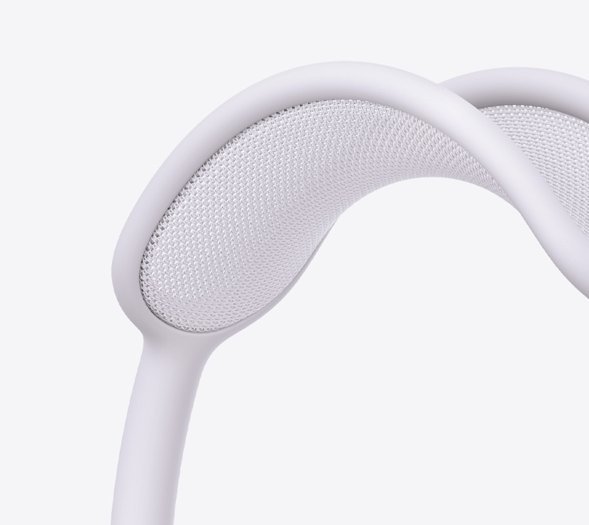 AirPods Max 2 слушалки, виолетов цвят, детайл на текстилната мрежа