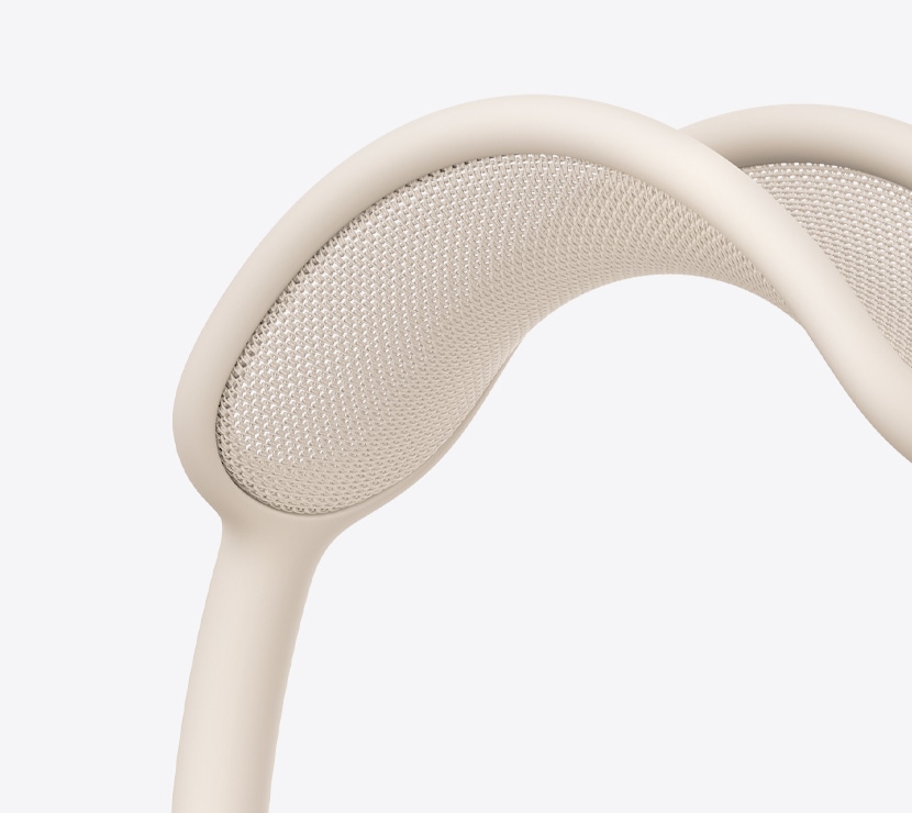 AirPods Max 2 слушалки, астро бял цвят, детайл на текстилната мрежа