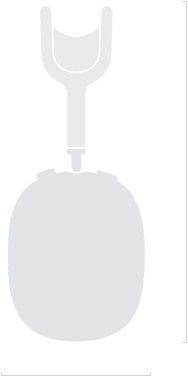 Illustration silhouette of AirPods Max 2, side exterior, 83.4 mm (3.28-inch) depth, 187.3 mm (7.37-inch) height