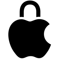 Datenschutz Symbol, Apple Logo mit einem integrierten Schloss, Farbe Schwarz
