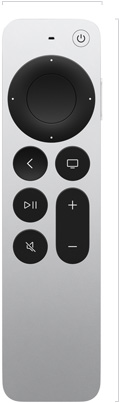 Siri Remote, Vorderseite, Aluminium, Silber, Klickpad und Tasten
