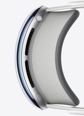 Der Lichtdichtung, die magnetisch am Aluminiumgehäuse der Apple Vision Pro andockt
