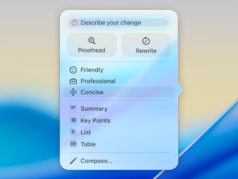 AI 提示畫面展示 macOS Tahoe。