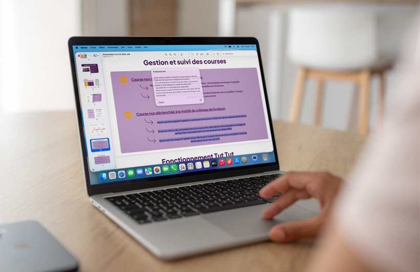 Apple Intelligence-baserede Skriveværktøjer hjælper de forskellige teams med at korrekturlæse og omskrive tekst, så den lyder mere professionel eller venlig.