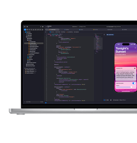 螢幕顯示在 Xcode app 中進行程式設計
