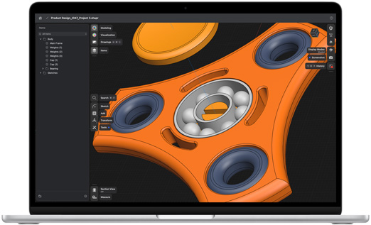 MacBook Air 上顯示 Shapr3D app