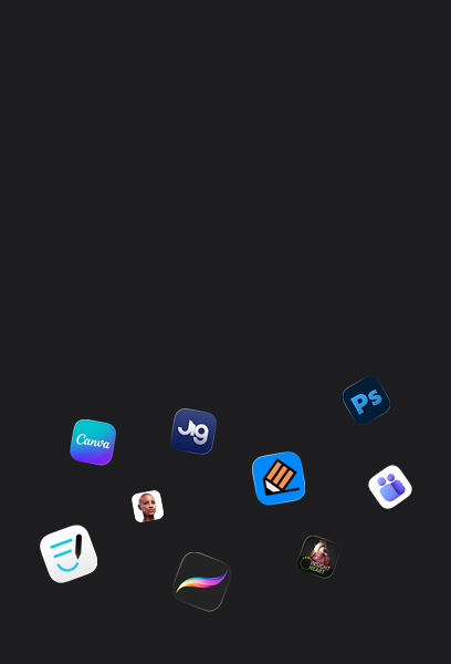 Una serie di icone di app partner con Goodnotes, Canva, Complete Anatomy, Procreate, JigSpace, Notability, INSIGHT HEART, Adobe Photoshop e Microsoft Teams