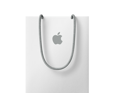 Apple shopping bag in white colour with Apple Logo near top