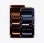 iPhone 17 Pro Max, front exterior, Cosmic Orange colour, iPhone 17 Pro, front exterior, Deep Blue colour