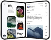 打開的 iPhone Duo，內螢幕顯示兩個不同的 app