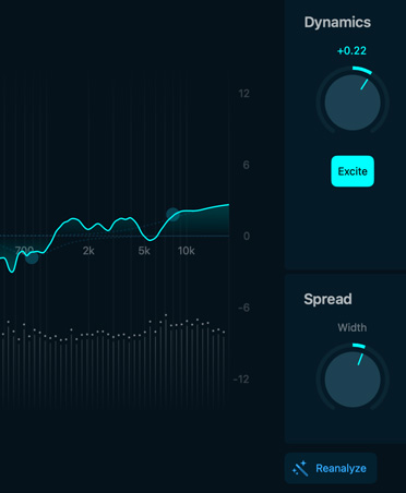 Modul untuk Asisten Mastering, kontrol untuk dinamika dan spread
