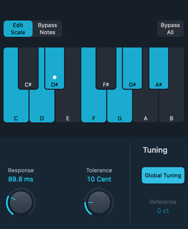Kontrol koreksi not untuk track vokal