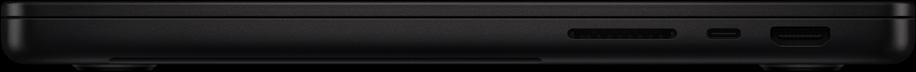 右側：SDXC 卡槽、一個 Thunderbolt 連接埠和 HDMI 連接埠