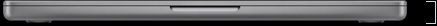 Parte da frente do MacBook Pro prateado fechado mostrando a medida de altura