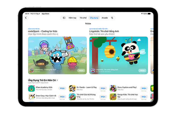 Màn hình hiển thị phần Dành Cho Trẻ Em trên App Store.